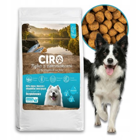 KARMA SUCHA DLA PSA RYBA Z ZIEMNIAKAMI WSZYSTKIE DOROSŁE RASY CIRO 5KG