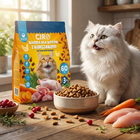SUCHA KARMA DLA KOTA 3KG PREMIUM Z KURCZAKIEM ADULT DLA KOTÓW WYBREDNYCH