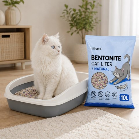 ŻWIREK BENTONITOWY NATURALNY DLA KOTA 10L ZBRYLAJĄCY NATURALNY BEZPYŁOWY