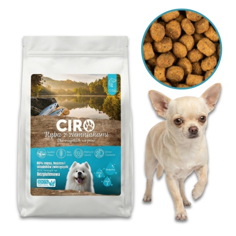KARMA SUCHA DLA PSA WIEPRZOWINA Z ZIEMNIAKMI dla małych rasa 1.5kg CIRO