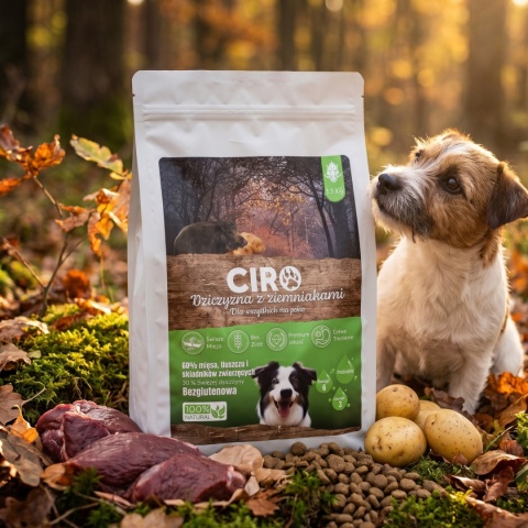 KARMA SUCHA DLA PSA WIEPRZOWINA Z ZIEMNIAKMI dla małych rasa 1.5kg CIRO