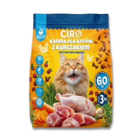 SUCHA KARMA DLA KOTA 3KG PREMIUM Z KURCZAKIEM ADULT DLA KOTÓW WYBREDNYCH