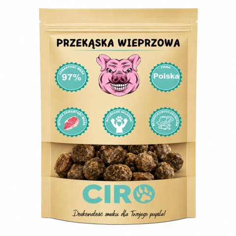 Smaczek treningowy dla psa 100% mięsa kuleczki z wieprzowiną 100g