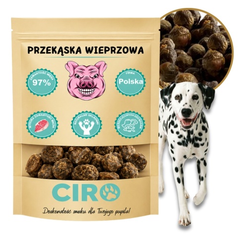 Smaczek treningowy dla psa 100% mięsa kuleczki z wieprzowiną 100g