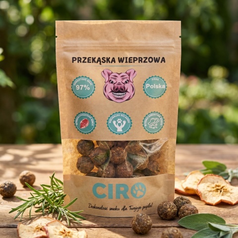 Smaczek treningowy dla psa 100% mięsa kuleczki z wieprzowiną 100g
