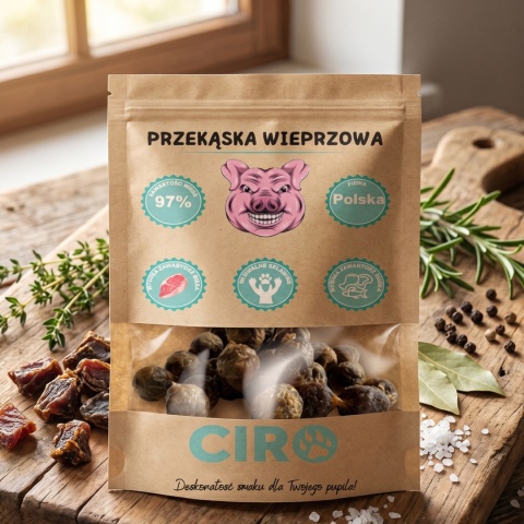 Smaczek treningowy dla psa 100% mięsa kuleczki z wieprzowiną 100g
